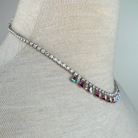 Stunning Vintage B David AB Red Rhinestone Full Parure Set Choker Bracelet Earri - Picture 11 of 16